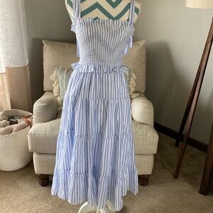 Vici Blue and White Striped Midi Dress